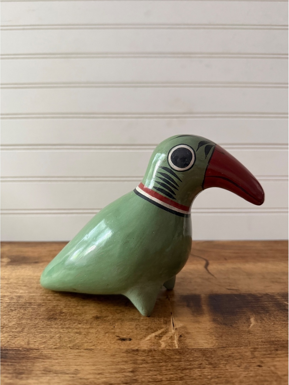 Vintage Tonala Mexican Pottery Toucan Bird Figurine Hand Painted Folk Art 8"